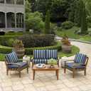 Arden Outdoor Loveseat Cushion Set, 48 x 24, Rain-Proof, Fade Resistant, Cushion Set for Couch, Bench, and Swing Sapphire Aurora Blue Stripe, 18 x 16.5