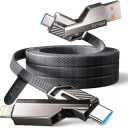 Apor USB C Cable, 60W 4 in 1 Charging Cable (3.3 ft) Flat Braided Nylon Multi Charging Cable Zinc Alloy House Type C/USB A for iPhone/Samsung/ipad