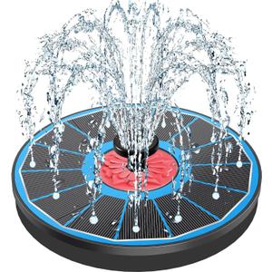 Solar Fountain with Pink Flower,Solar Bird Bath Fountains No Battery Glass Solar Panel,Solar Water Pump Fountain for Bird Bath Garden Small Ponds Outdoor Dcor(Blue)