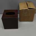 Mkono Tissue Box Cover Square Open-Bottom Wood Tissue Box Holder Decorative Facial Cube Organizer Modern Farmhouse Decor for Bathroom Bedroom Dresser Living Room Office Dorm, Dark Brown