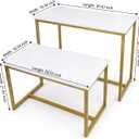 Set of 2 Nesting Rectangular Retail Display Tables with Gold Iron Frame and White Wood Board, Stacking Structure for Merchandise Exhibits, Weddings, and Party Decor, 39.37x15.75" and 31.5x15.75"