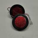 2PCS 4" Round Red 40 LED Trailer Tail Lights, Grommet Plug Waterproof Stop Turn Signal Stop Brake Trailer Lights for Trucks Trailers RV Bus