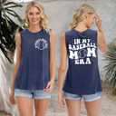 Baseball Mom Shirt Tank Tops Baseball Love Graphic Tee Shirts Women Summer Casual Loose Sleeveless Shirt (Blue, XL)