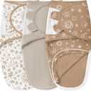 Baby Swaddles for Newborns with Zipper, 100% Cotton Newborn Swaddle Sack, 3 Pack Baby Swaddles 0-3 Months Swaddle Sleep Sack for Newborn Baby Boy Girl Brown Sun (Small)