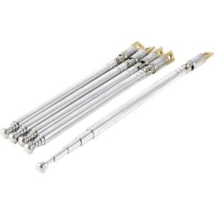 uxcell Universal Telescopic Telescoping Antenna, 180 Degree 11cm-32cm Length 5 Sections Aerial Control Receiver for AM FM Radio Equipment, Television, Silver Tone 5 Pcs Stainless Steel