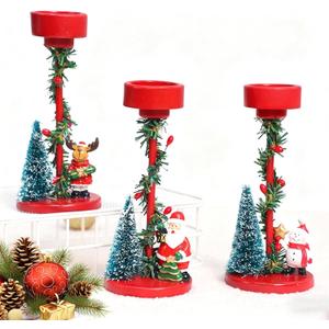 Christmas Candle Holders Red Cartoon Candle Holders Christmas Decor for Tealight Candles,Christmas Table Centerpieces,Indoor Decoration,Festive Ornaments,Mantel Home(3 Packs)