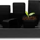 RooTrimmer 4 inch (10CM) Square Nursery Pots 60pcs, Sturdy Seedlings Trays 5 Pcs, Seeds Starter Germination Tray, Microgreening Planter Nursery Propagation 5 Sets