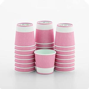 Restaurantware Ripple Wall Coffee Cups 25 Count 4 Ounce Insulated Light Pink Paper Cups, Rolled Rim Spill-Resistant Disposable Paper Non-Slip for Coffee, Beverages