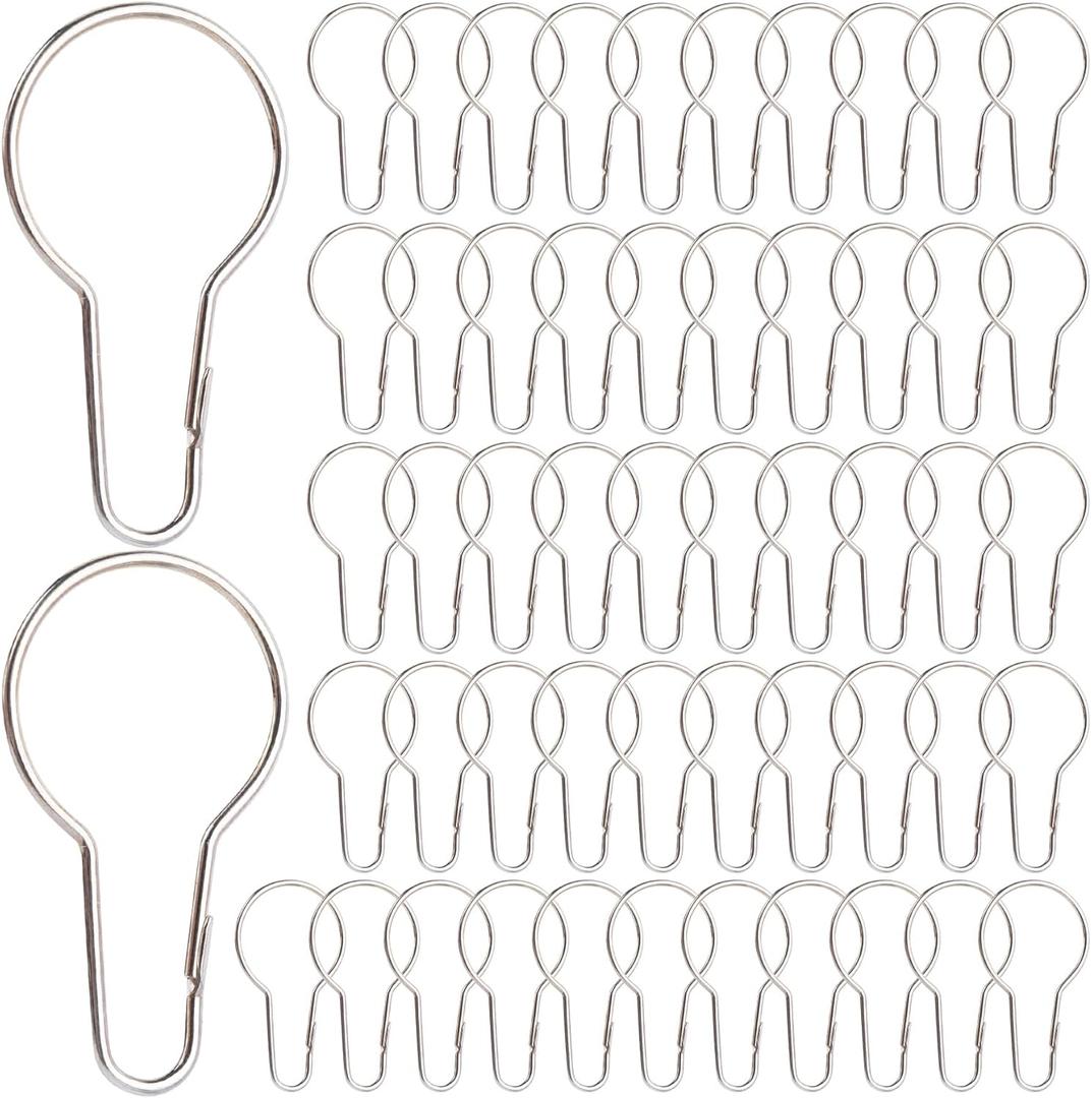 Framendino, 300 Pack Metal Shower Curtain Hooks Hanging Clips Rings for Home Bathroom Kitchen