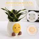 Abofth Fun Planters for Indoor Plants  Cute Plant Pots with Drainage and Tray, Unique Smiley Face Planter, Small Flower Pot Gifts for Plant Lovers, Office Home Decoration