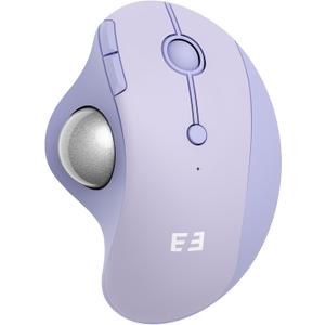seenda Wireless Trackball Mouse, Ergonomic Bluetooth Rollerball Mouse Rechargeable, 3 Device Connection Optical Mice Adjustable DPI Thumb Control Mice Compatible for PC/Laptop/Windows - Light Purple