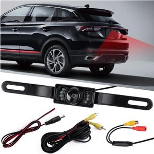 HD Backup Camera for Car with 8 LED Night Vision License Plate Camera,170 Wide Angle Waterproof Rear View Camera for Car/SUV/Truck/Van/RV Reverse Camera Systems