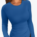 VICHYIE Fall Clothes Womens Crewneck Ribbed Long Sleeve Shirts Slim Fitted Tee Casual Basic Tshirt Top Size M