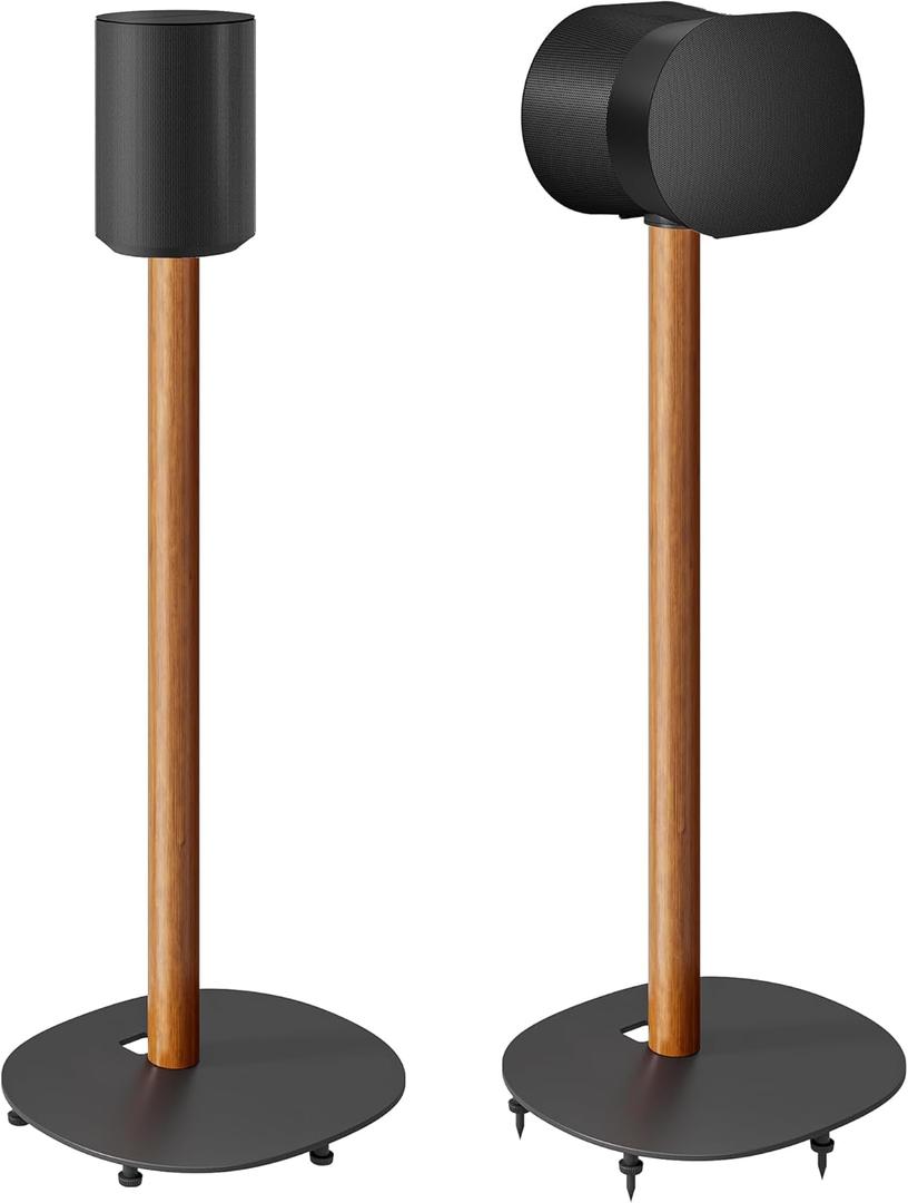 Speaker Stands Pair for SONOS Era 100 and Era 300,11LBS Capacity,30.6" Fixed Height Floor Stand with Cable Management,Large Base with Two Feet Avaliable,Wooden Speaker Mount,Black