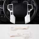 Car Steering Wheel Moulding Chrome Cover Trims Stickers Fit for Toyota Tundra 2014-2021 Tacoma 2016-2022 ABS Steering Wheel Cover Trim Accessories(White,3+3 Holes Style)