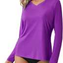 Women's Standard V-Neck UPF 50+ Long Sleeve Swim Rash Guard Shirt (XXL)