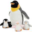 Karister 4 Pcs Penguin Plush Set, Mom Penguin Stuffed Animal with 3 Stuffed Wind Up Penguin Babies Toy in Mother Penguin's Belly, Christmas Birthday Gift for Kids Girls Boys, Animal Theme Party Decor