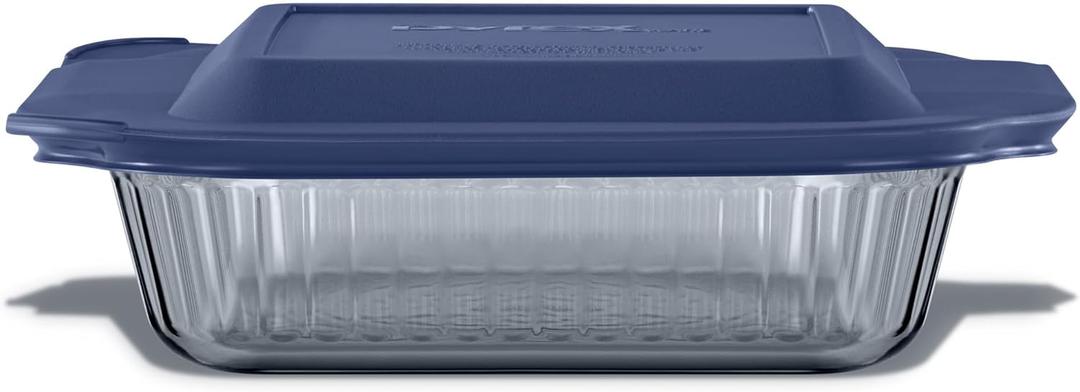 Pyrex Colors Tinted (8x8) Glass Baking Dish with BPA-Free Lid, Oblong Bakeware Glass Pan For Casserole & Lasagna, Dishwasher, Freezer, Microwave and Pre-Heated Oven Safe, Smoke