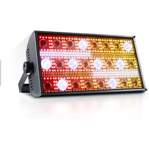 LED Stage Strobe Light Bar 300W RGBW DJ Light 664 Pcs Wash Beam Lighting Sound Activated DMX 512 Uplights for Stage Lighting Bars Party Wedding Show