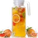 1 Quart Acrylic Water Pitcher, Juice Pitcher with Lid for Fridge, Glass Water Filter Pitcher for Iced Tea, Sangria, Lemonade, Coffee and Cocktails, Zero Water Pitcher Kitchen and Dining