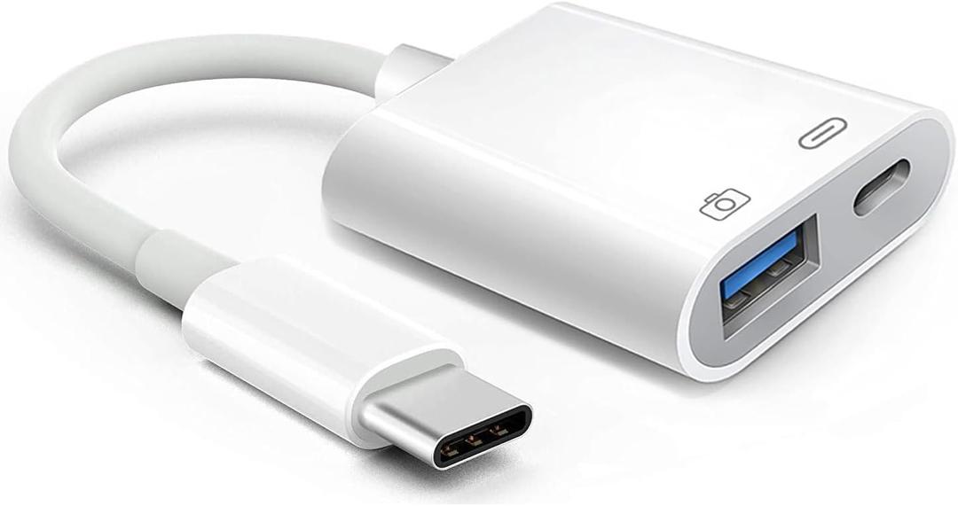 Apple USB-C to USB Camera Adapter with 100W Charging Port, USB 3.2 OTG 10Gbps Cable for iPhone/iPad to Connect Card Reader, USB Flash Drive, SSD Hard Drive, Keyboard, Mouse, Hubs, MIDI, Plug & Play