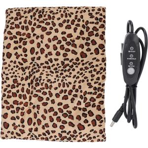 USB Dog Heating Pad, 37x47cm, Leopard Print, Polyester, 3 Temperature Levels (30C, 40C, 50C), Warmth for Pets and Humans