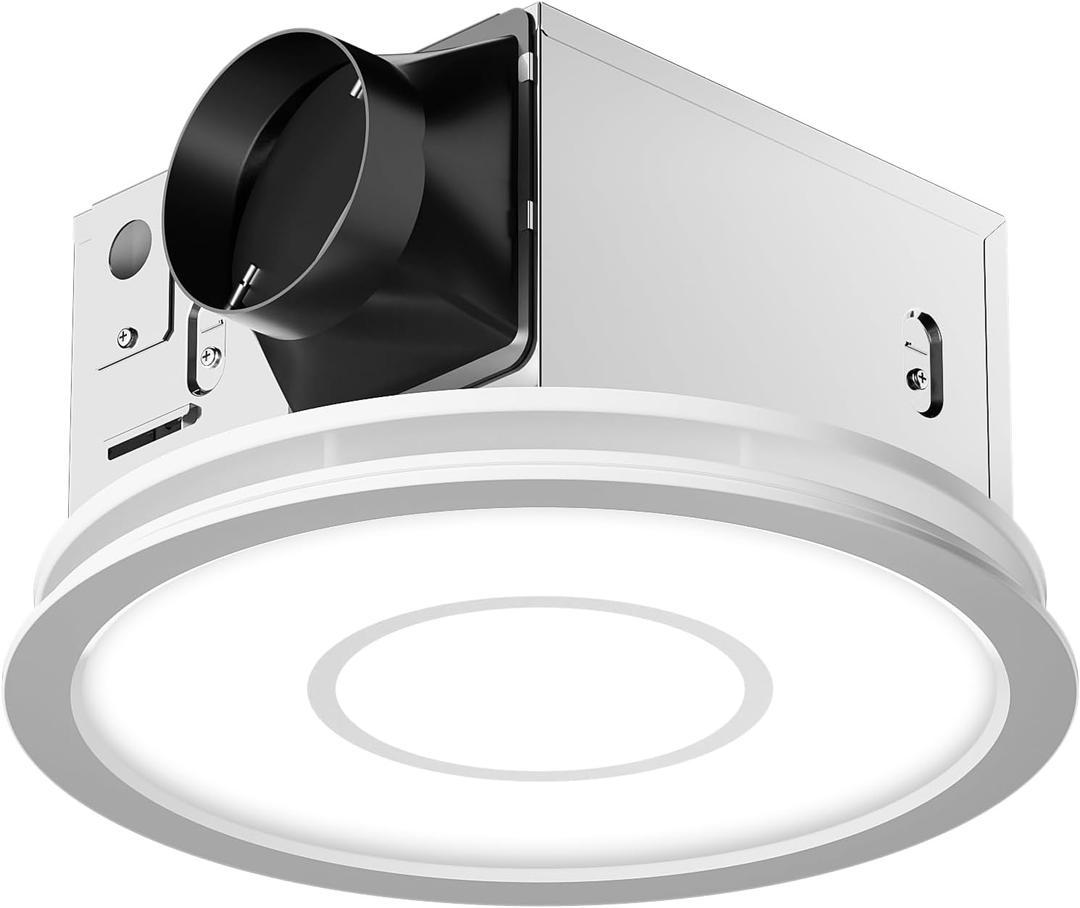 Fitop Bathroom Exhaust Fan with Light, 130 CFM 47W Ceiling Mount Shower Ventilation Exhaust Fan, 1.5 Sones Bathroom Vent Fan with Light, 1100LM LED Light 3000K/4000K/5000K (Silver)