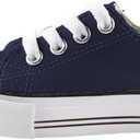 Mvlsoct Boys and Girl Low Top Canvas Kids Lace up Sneakers (3 Narrow Little Kid, Blue)