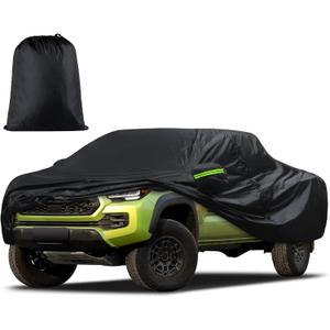 Car Cover Custom Fit for Toyota Tacoma 2005-2025, Waterproof All Weather for Automobiles Full Exterior Cover Rain Sun Snow Protector with Door Zipper Black