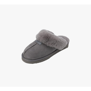 ONURTH Indoor Outdoor Slippers, Real Sheepskin Suede Leather Natural Wool Fur Lined Men Winter Slippers Half Style House Home Warm Shoes Waterproof Loafer, Size 9