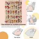 Vintage Floral Blanket Wildflower in Warm Color on Tan Background Throw Blankets Lightweight Flannel Throws for Camping Couch Office Botanical Retro Home Decor Gifts for Adults,60x50inch