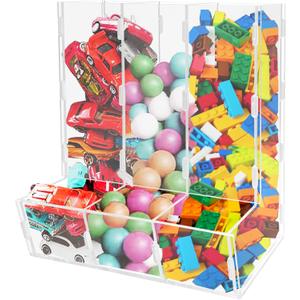 Montex Acrylic Wall Toy Dispenser, Acrylic Wall Storage, (Triple Compartment) Hanging Organizer and Storage Bin for Playroom, Blocks, Cars, Balls, Snacks