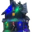 Haunted Hill Farm 1-Ft. Haunted House with Flying Witches Halloween Decor