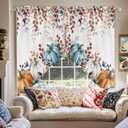 Fall Swag Valance, Autumn Pumpkin Rod Pocket Window Treatment Thanksgiving Leaves Scalloped Swag Kitchen Curtains for Living Room Bathroom Window, 1 Pair, 28" W x 36" L