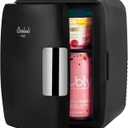 Cooluli Mini Fridge for Bedroom - Car, Office Desk & Dorm Room - Portable 4L/6 Can Electric Plug In Cooler & Warmer for Food, Drinks, Skincare Beauty & Makeup - 12v AC/DC & Exclusive USB Option, Black, 4 Liter