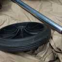 Trash Can Wheels Replacement - 2 Pack 7" x 1.2" Rubber Wheel with 18.8" Hollow Shaft, Wastebasket Pulley for Garbage Bin and Hand Trucks Dolly, Wheelbarrows