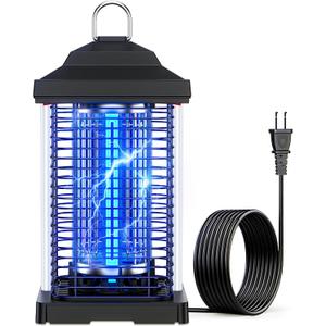 Bug Zapper Outdoor, Dual Wavelength UV 50000H Lifespan & Dual LED Lamps, 1/2 Acre Coverage, 5 Zaps/Sec, 4200V Electric Mosquito Zapper, IPX4 Waterproof Fly Trap for Indoor Patio Backyard