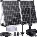 POPOSOAP 55W Solar Fountain Pump, 480GPH Solar Pond Pump with Dry-Run Protection, Solar Powered Water Pump with 17Ft Cord & 10Ft Extension Cable, PVC Tubing for Ponds, Garden, Waterfall, Hydroponics