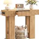 Unikito 39" Console Table with Storage Drawer and Outlets, Fluted Design, 39IN