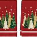 Artoid Mode Red Xmas Tree Star Christmas Kitchen Towels Dish Towels, 18x26 Inch Farmhouse Snowflakes Decoration Cleaning Set of 2