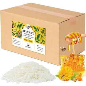 Beeswax pellets 40LB, VEGISHINE Pure and Natural White Beeswax for Candle Making, DIY Skin Care, Lip Balm, Polishing, Lotion, Soap, Candle Making Supplies