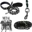 Dog Leash Metal Leashes Chain Rope with Pet Collar Training Walking Leads Heavy Duty Anti Bite 360 Hook for Medium and Large Dogs (Large)