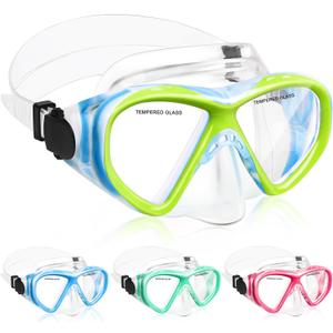 Kids Swim Goggles Snorkel Diving Mask for Boys Girls Ages 5-15, Two-Color Anti-Fog Swimming Goggles with Nose Cover (1PC Blue)
