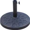 Outsunny 18" 26 lbs Round Resin Umbrella Base Stand Market Parasol Holder with Beautiful Decorative Pattern & Easy Setup, for 1.5, 1.89 Pole, for Lawn, Deck, Backyard, Garden, Bronze
