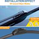 GSPSCN 26''+18'' Metal Base 2X Lifespan Windshield Wiper Blades (Pack of 2)OEM Quality Premium Original Quiet Wiper BladesStable All-Season J Hook Replacement Wipers