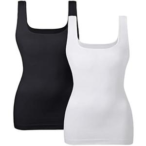 EUYZOU Women's Tummy Control Shapewear Tank Tops Seamless Square Neck Compression Tops Slimming Body Shaper Camisole, S