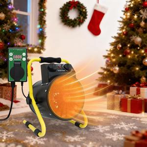 COOS BAY 1500W Space Heater with Thermostat, Electric Greenhouse Heater for Grow Tent, Garage, RV, Shed, Radiant Heat, IPX4 Water-Resistant, Overheat Protection, 1 Pack, Black