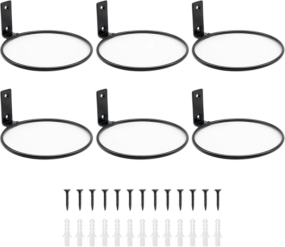 6 Pack 8 Inch Wall Flower Pot Holder Ring Plant Hanger, Metal Planter Hooks Wall Mounted Bracket Heavy Duty for Outdoor Indoor