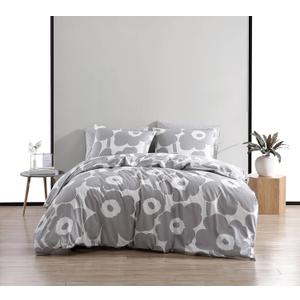 Marimekko - Duvet Cover Set, Cotton Bedding with Matching Shams & Button Closure, All Season Home Decor (Unikko Grey, Full/Queen)