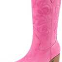 DREAM PAIRS Cowboy Boots for Women Cowgirl Western Boots Fashion Embroidery Stitched Chunky Heel Mid Calf Boots Size 9
